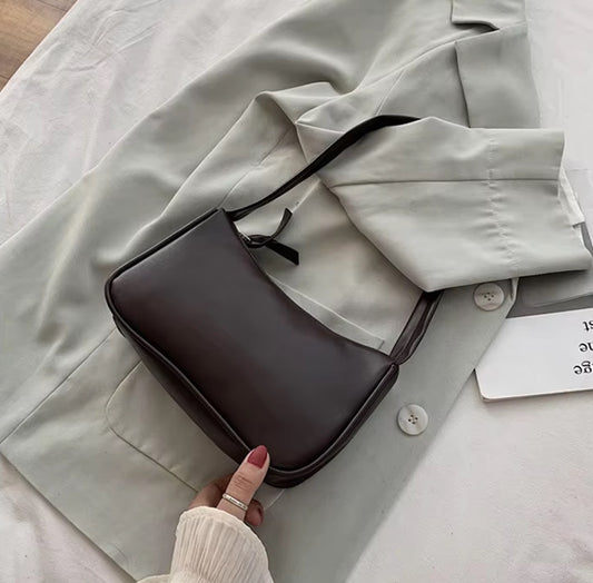 Luxerati Nude Beige PU Leather Shoulder Bag – Minimalist Vegan Leather Handbag for Women