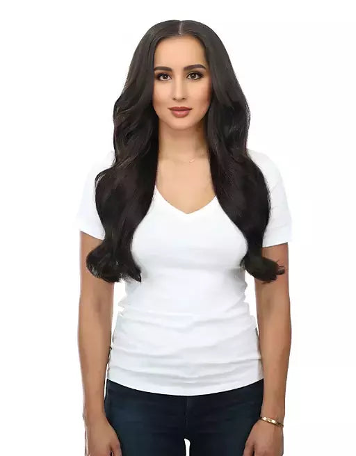 Lush Locks Natural Brown Real Clip in Human Hair Extensions Volumizer