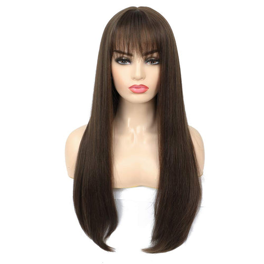 Lush Locks  Synthetic Hair Natural Looking Long Brown Straight Wigs for women and girls
