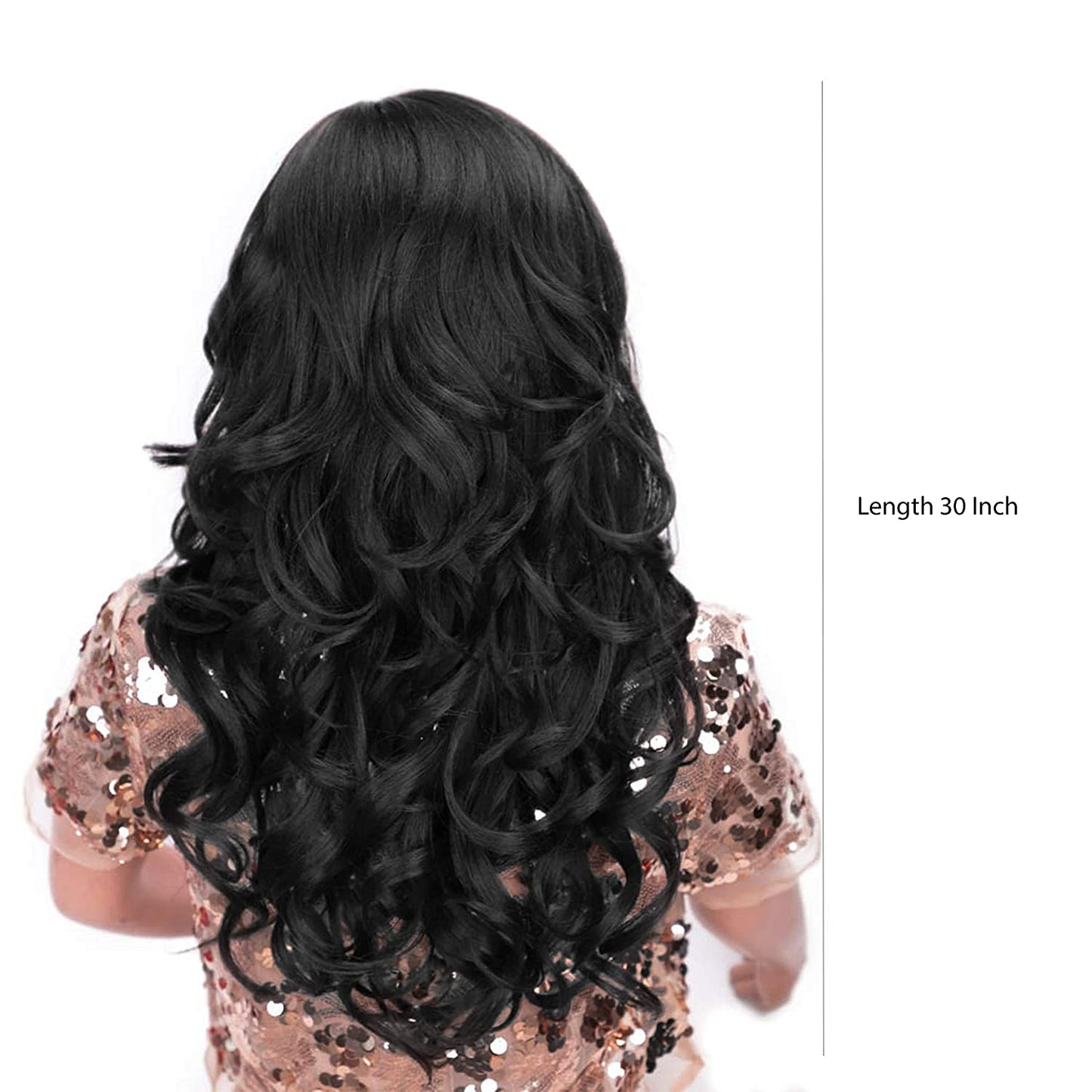 Lush Locks Full Head Synthetic Women Wigs Long Hair For Women/Women Wigs Natural Hair (Curly Black)