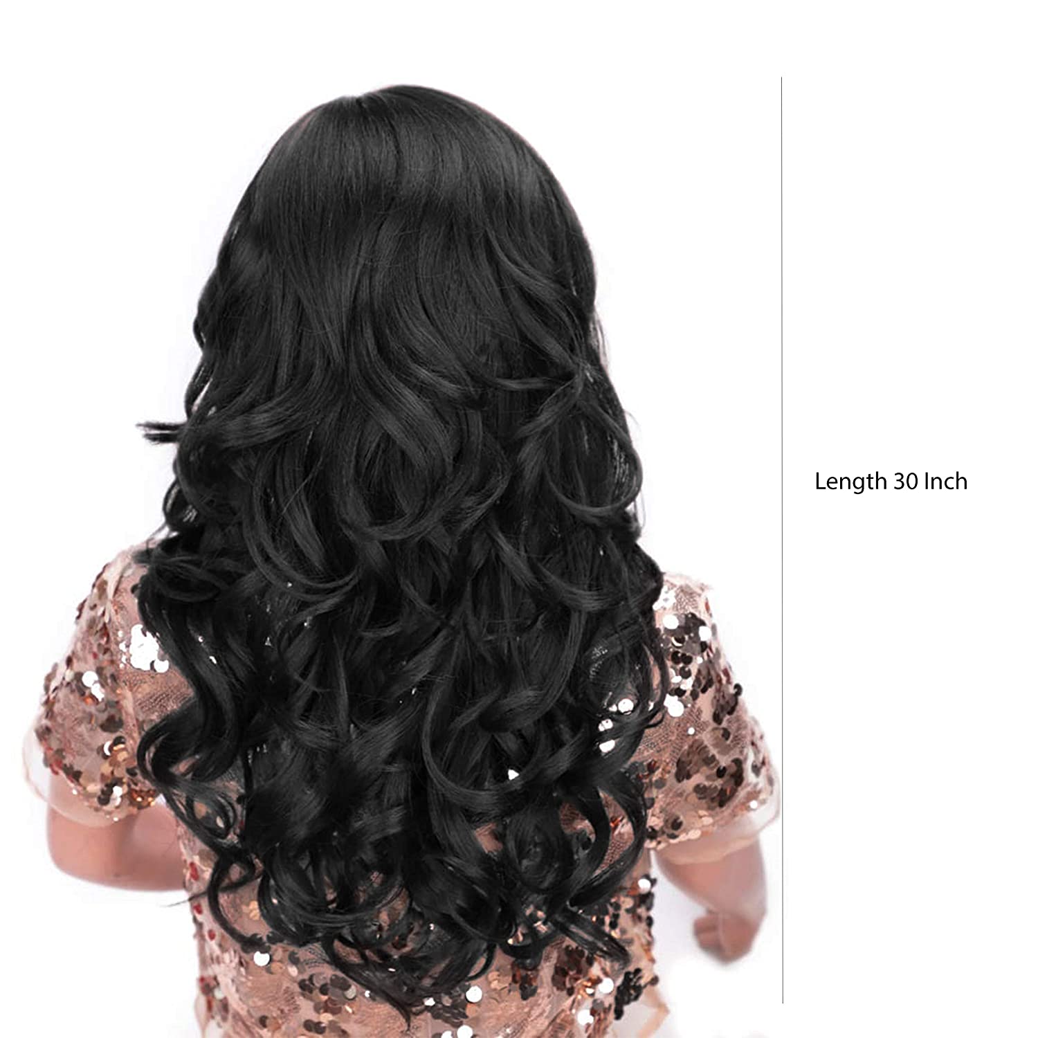 Lush Locks Full Head Synthetic Women Wigs Long Hair For Women/Women Wigs Natural Hair (Curly Black)