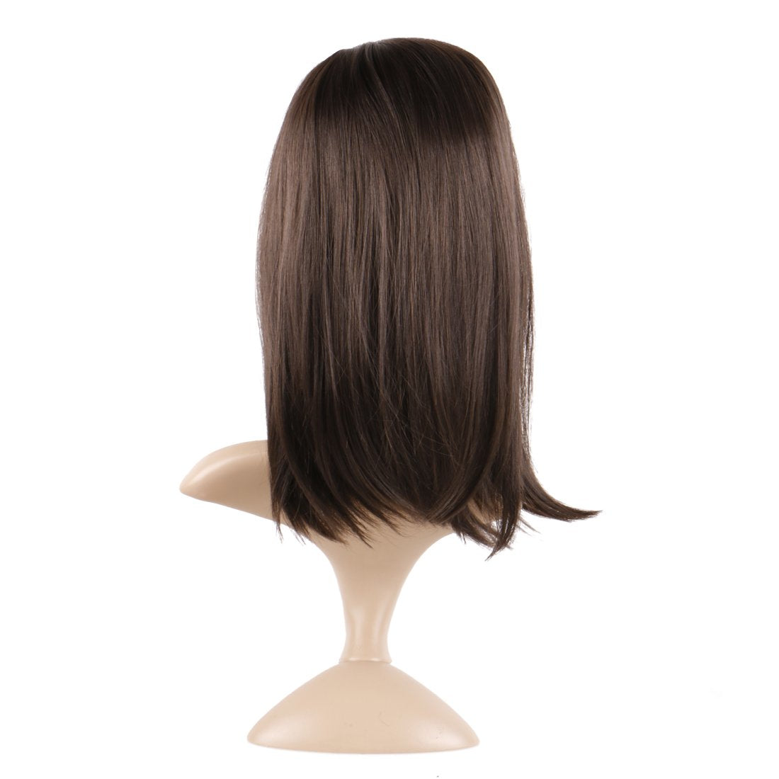 Lush Locks Highlighted Straight 16Inch Shoulder Length Wig Short Bob (Dark Brown #4)