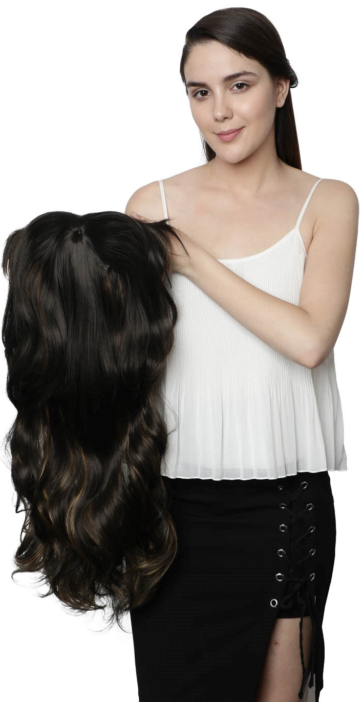 Lush Locks Highlighted Curly Long Wig With Bangs