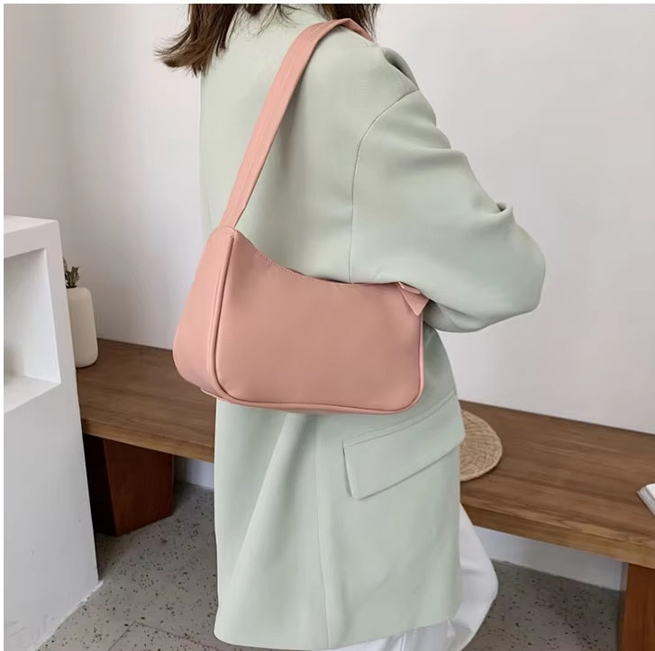 Luxerati Classic White PU Leather Shoulder Bag – Minimalist Vegan Handbag for Women