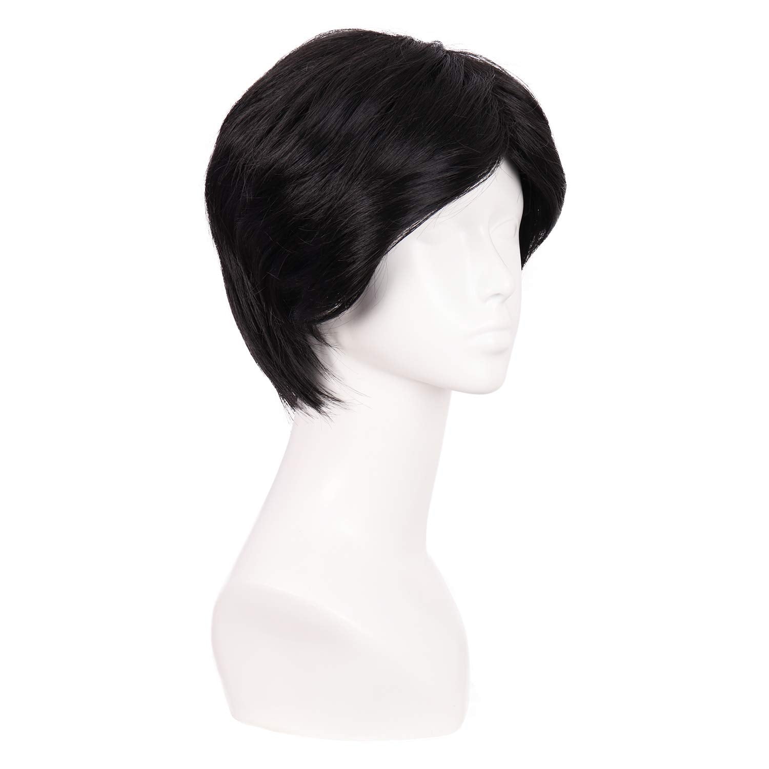 Lush Locks  Straight Wavy Mature Men Wig,Short Natural Black.