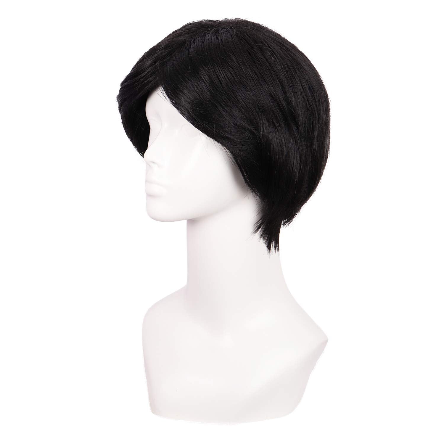 Lush Locks  Straight Wavy Mature Men Wig,Short Natural Black.