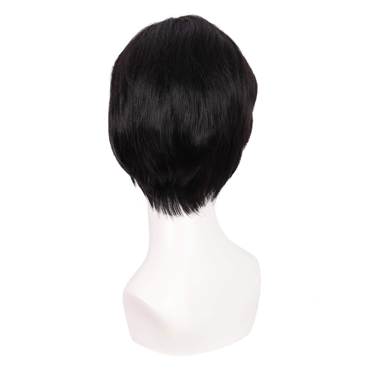 Lush Locks  Straight Wavy Mature Men Wig,Short Natural Black.