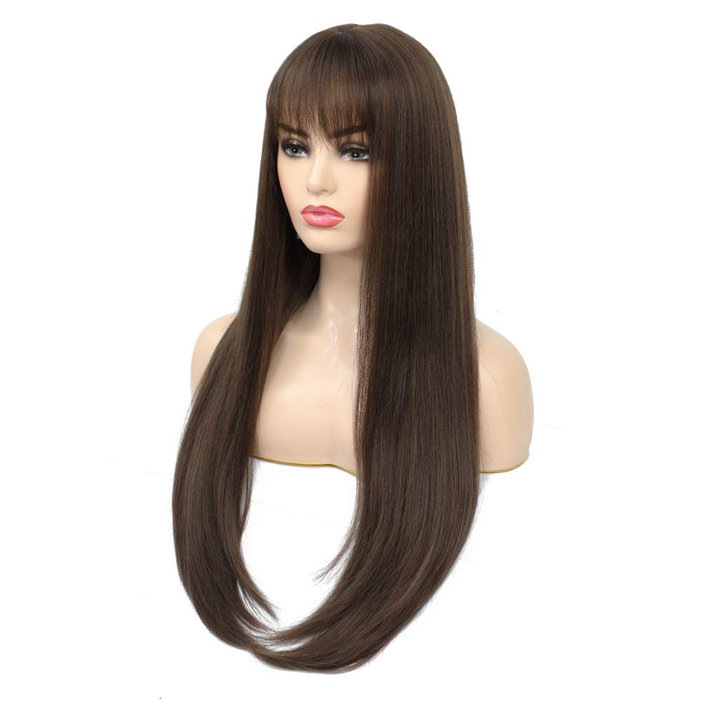 Lush Locks  Synthetic Hair Natural Looking Long Brown Straight Wigs for women and girls