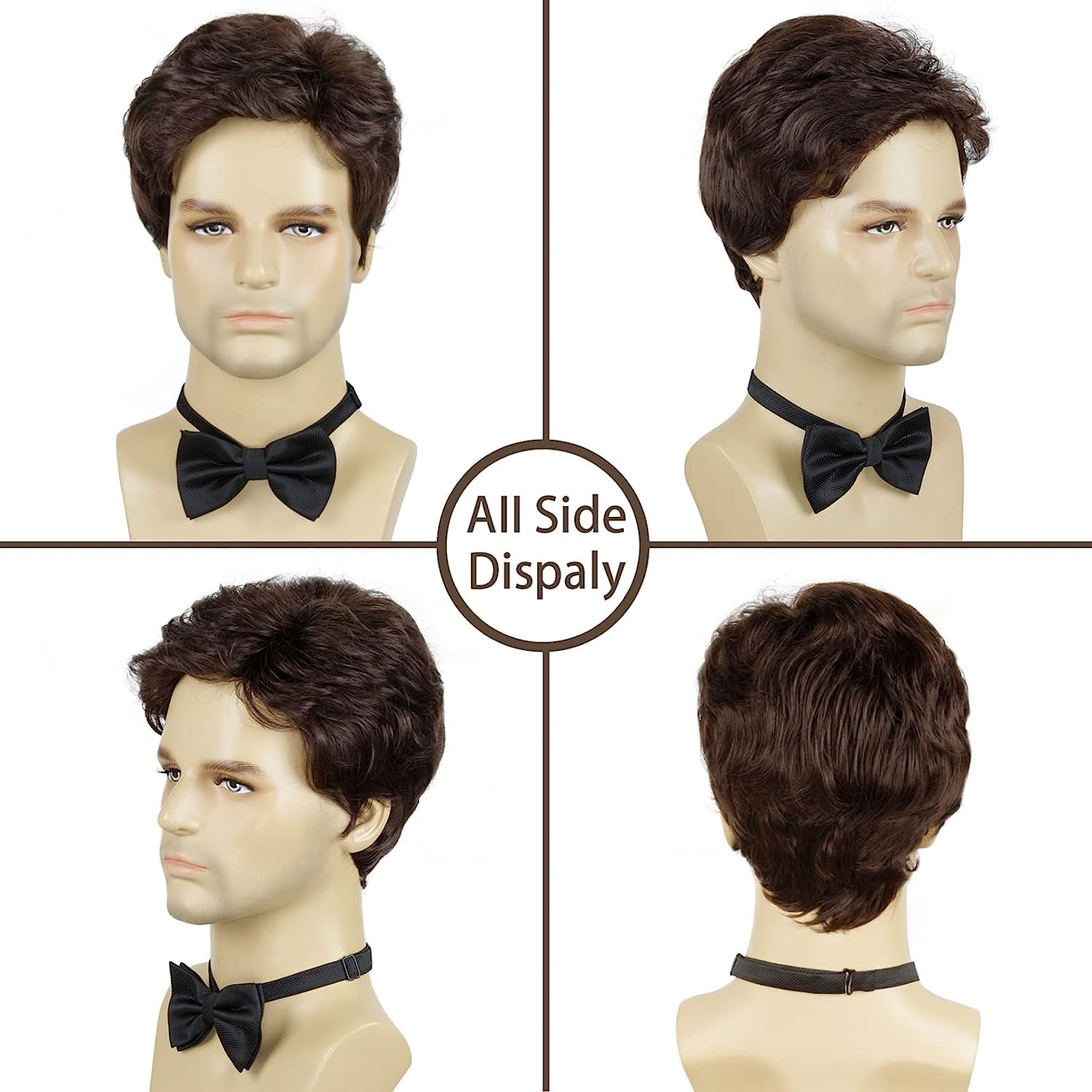 Lush Locks Synthetic Wavy Wigs For Men, Natural Brown