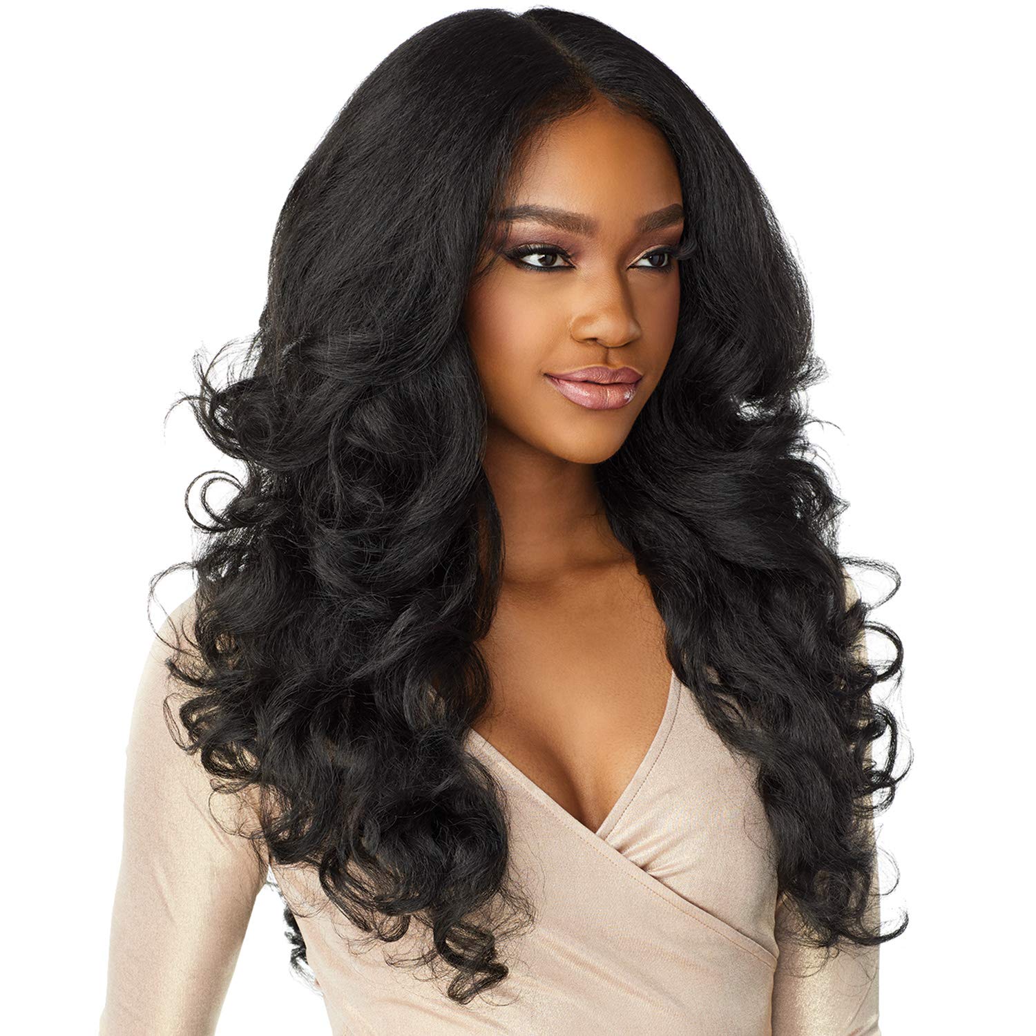 Lush Locks Long Body Wave Dark Brown Synthetic Wigs for  Women.