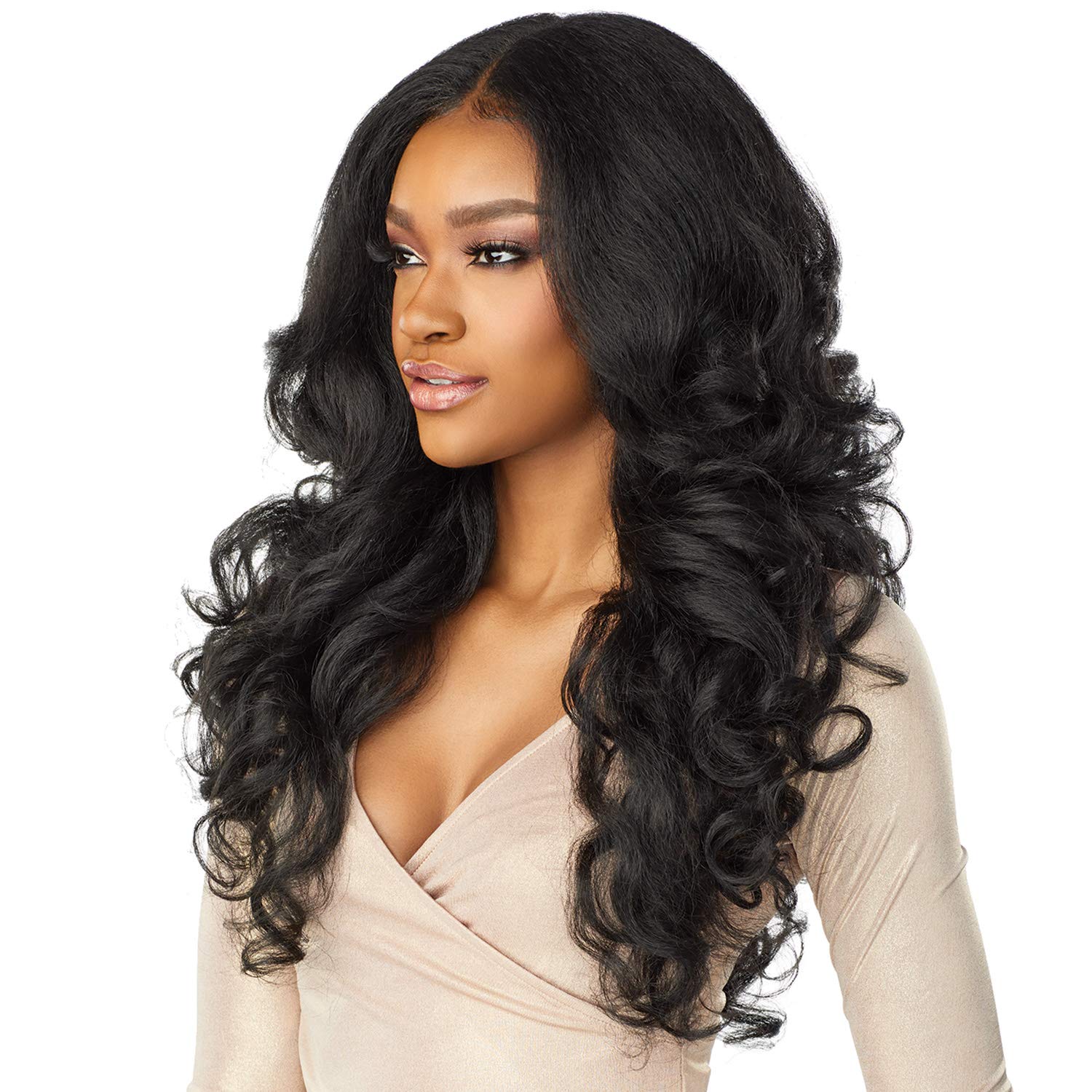 Lush Locks Long Body Wave Dark Brown Synthetic Wigs for  Women.