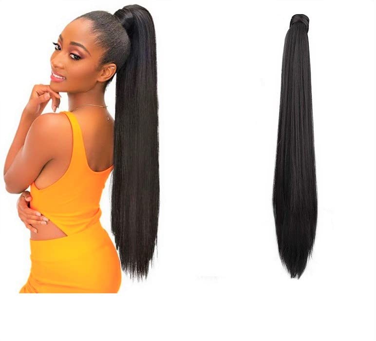 Lush Locks Pony Tail Extensions Straight Black