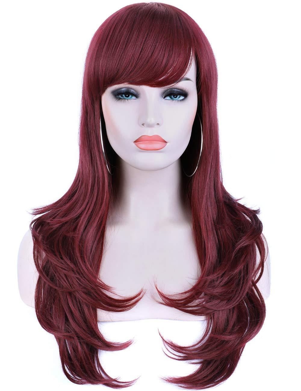 Lush Locks Burgundy Red Hair Synthetic Wigs for Women