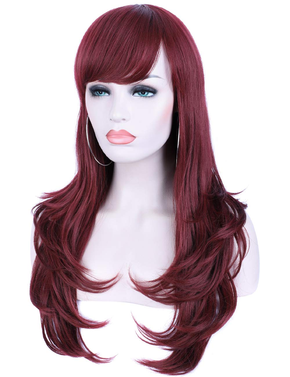 Lush Locks Burgundy Red Hair Synthetic Wigs for Women