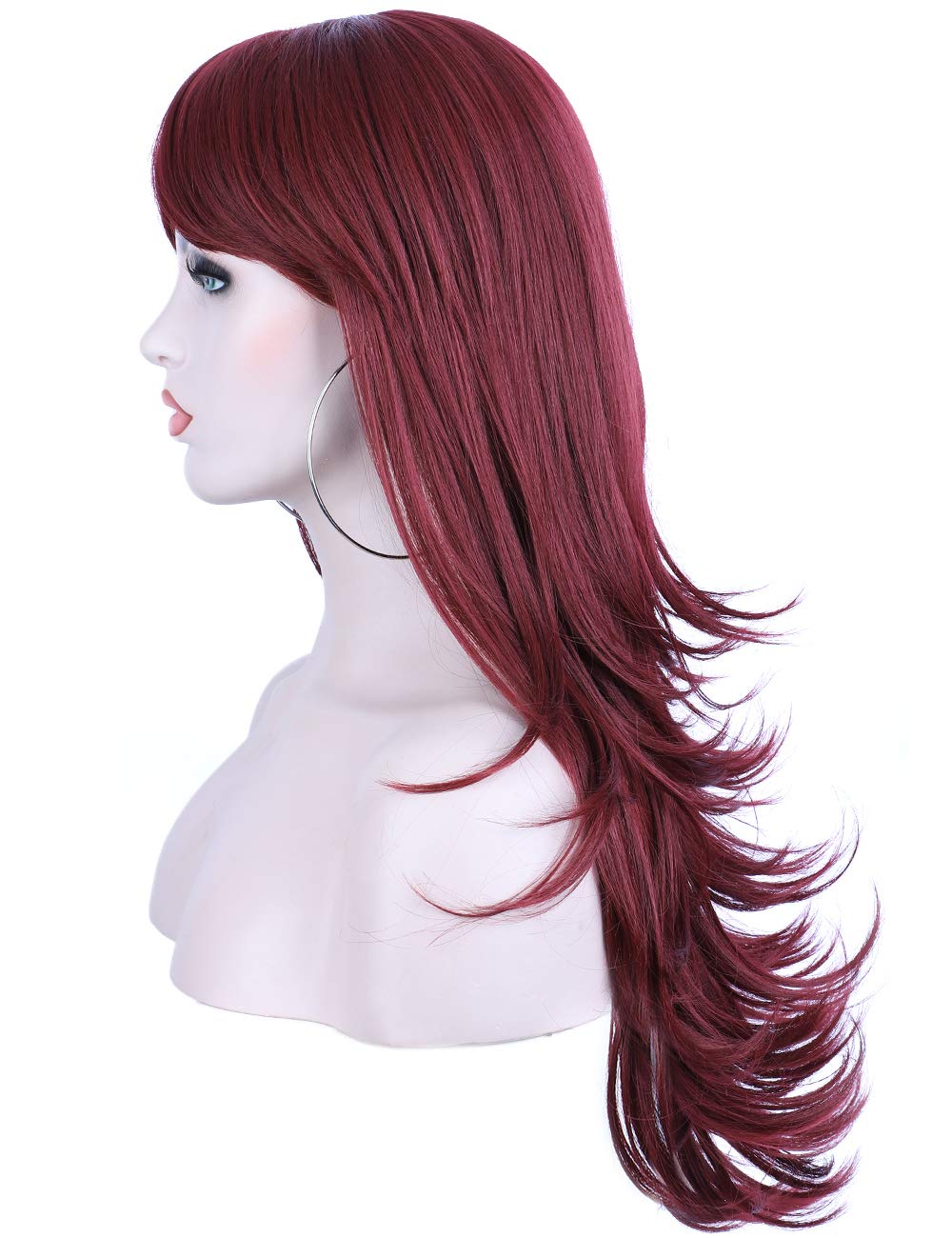 Lush Locks Burgundy Red Hair Synthetic Wigs for Women