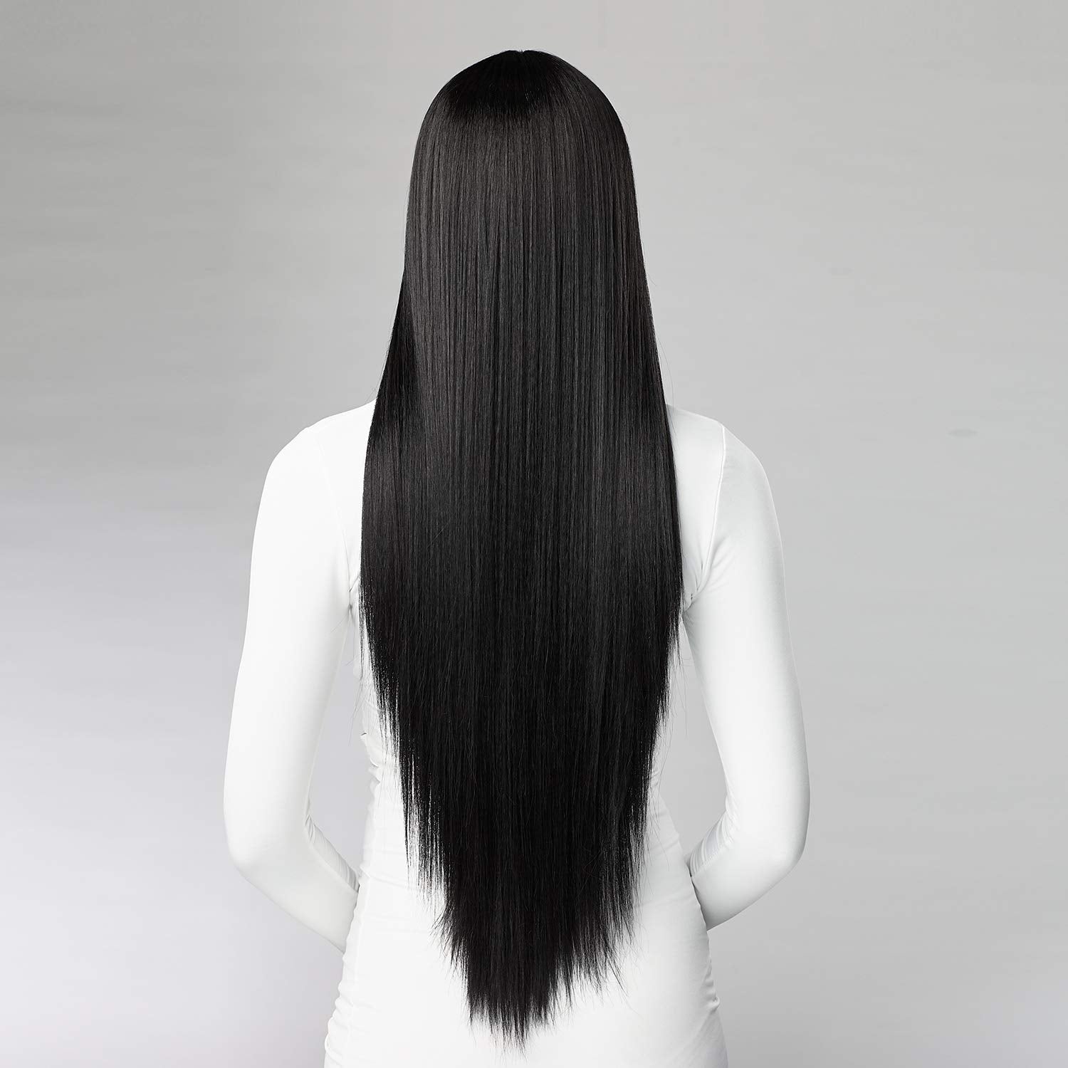 Lush Locks Straight Black 3/4 Full Head clip in hair extensions