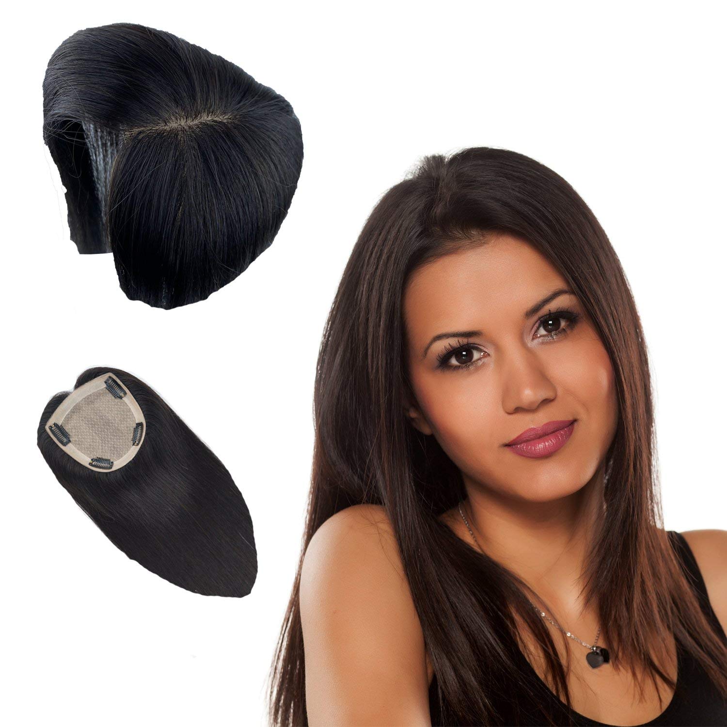 Lush Locks Natural Human Hair Topper for Women  Middle Free Part HandMade