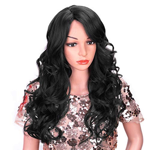 Lush Locks Full Head Synthetic Women Wigs Long Hair For Women/Women Wigs Natural Hair (Curly Black)