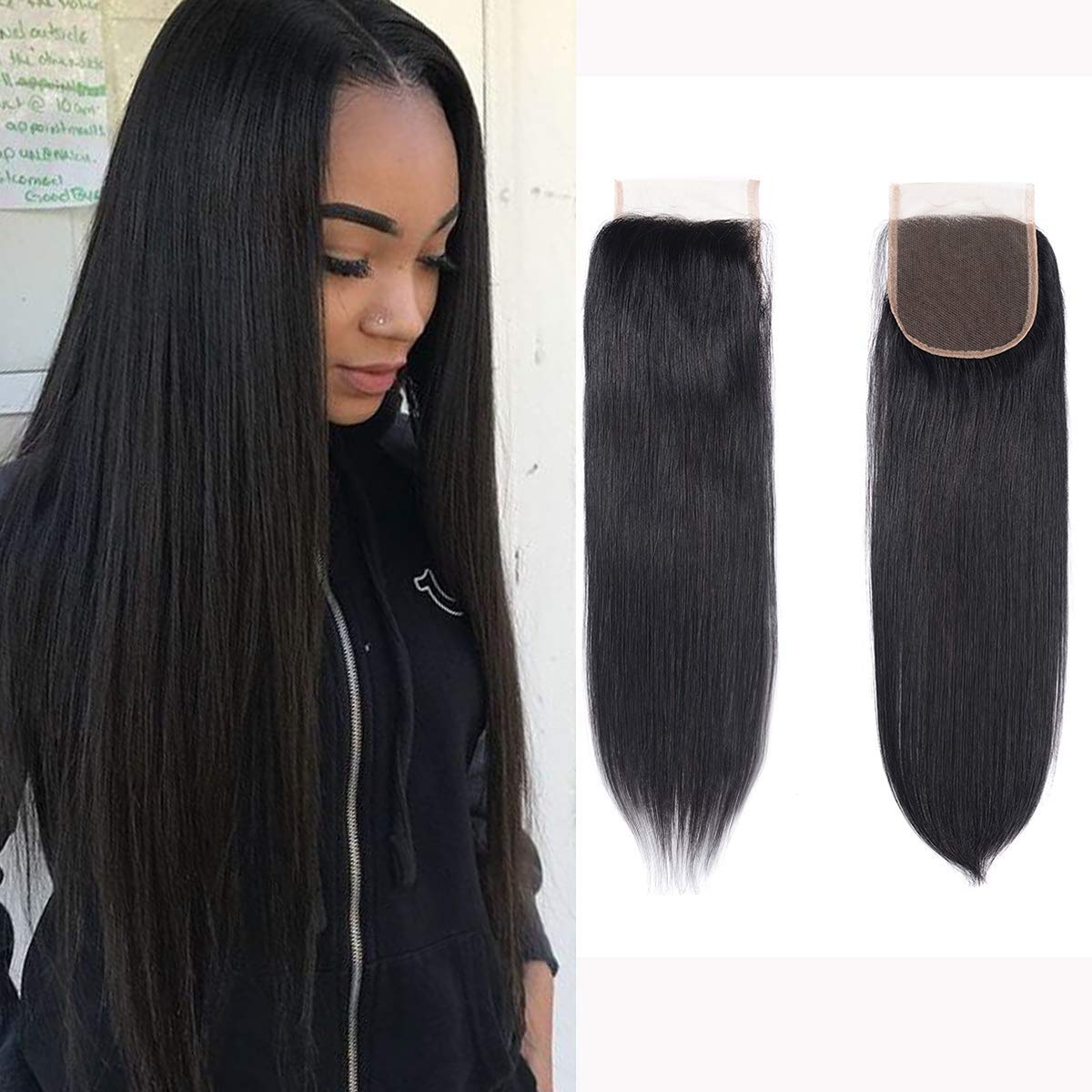 Lush Locks Virgin Human Hair Lace Closure Straight