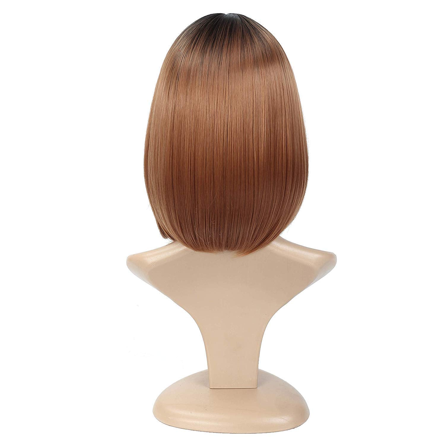 Lush Locks Short Bob Ombre Cut Hair Wigs for Women & Girls, Straight Naural looking real hair type ombre short wig