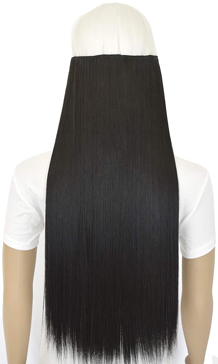 Lush Locks Straight Black 3/4 Full Head clip in hair extensions