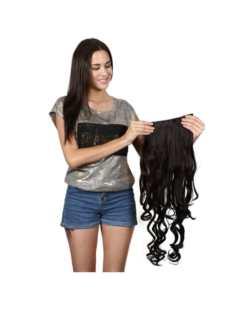 Lush Locks Wavy Curly Clip on Natural Looking Synthetic Long Highlighted Hair Extensions Hairpiece for Women and Girls.