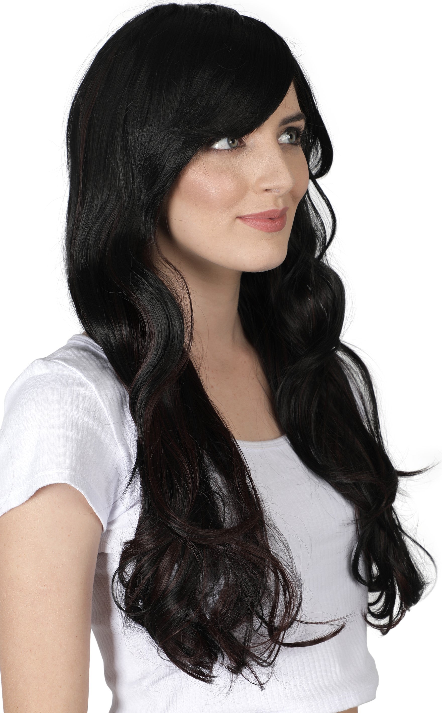 Lush Locks Black Layered Medium Length Wig