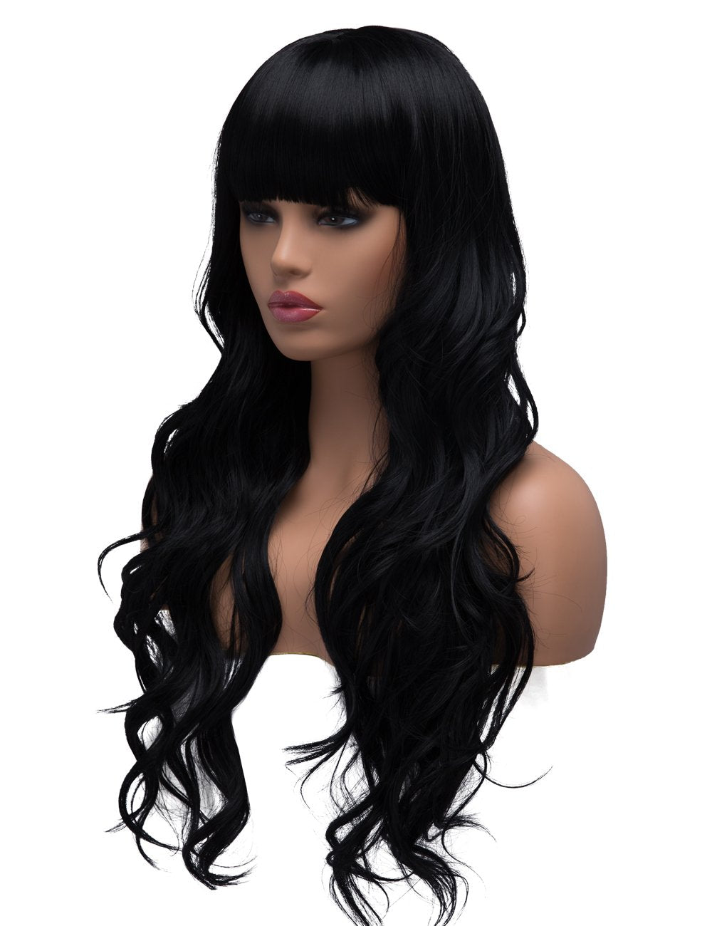 Lush Locks 24 inches Curly Wavy Wig for Women (Natural Black Color)