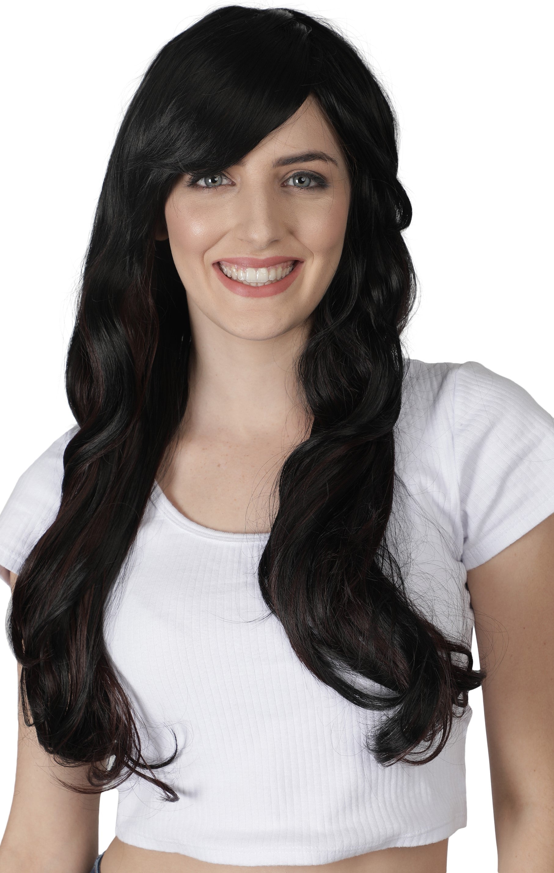 Lush Locks Black Layered Medium Length Wig