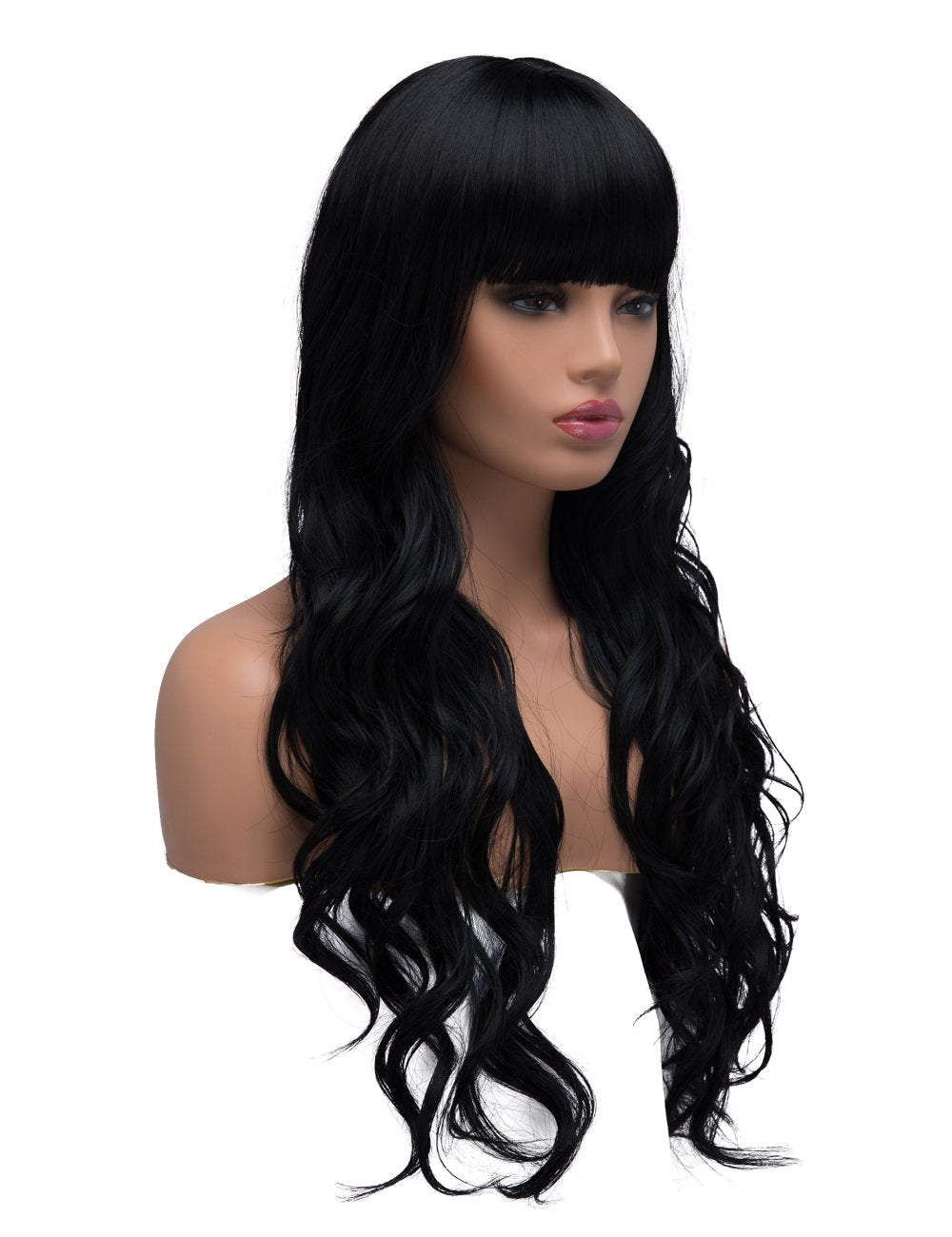 Lush Locks 24 inches Curly Wavy Wig for Women (Natural Black Color)