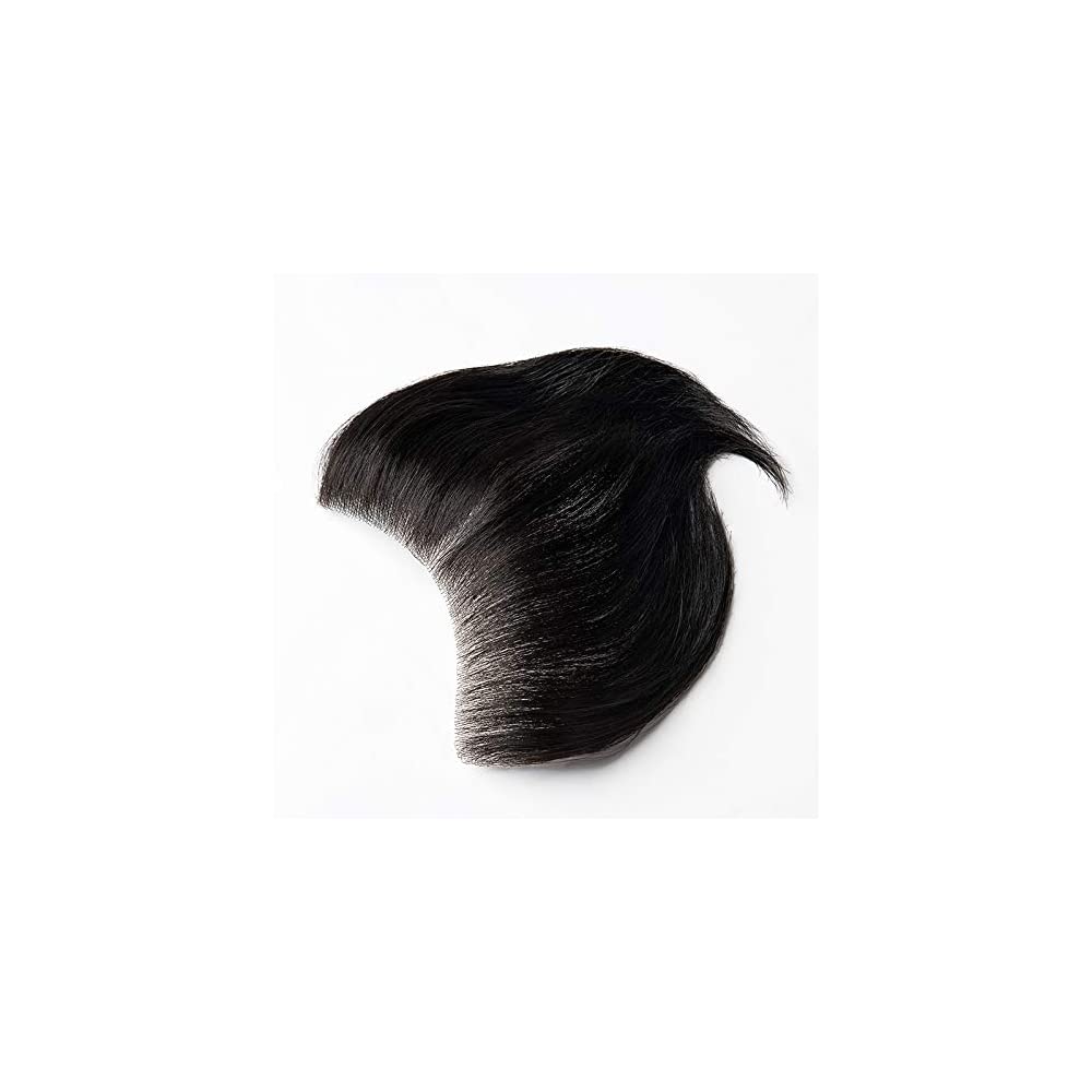 Lush Locks Men's Frontal Hairpiece For Covering Male Receding Hairline, 1B Off Black Color.