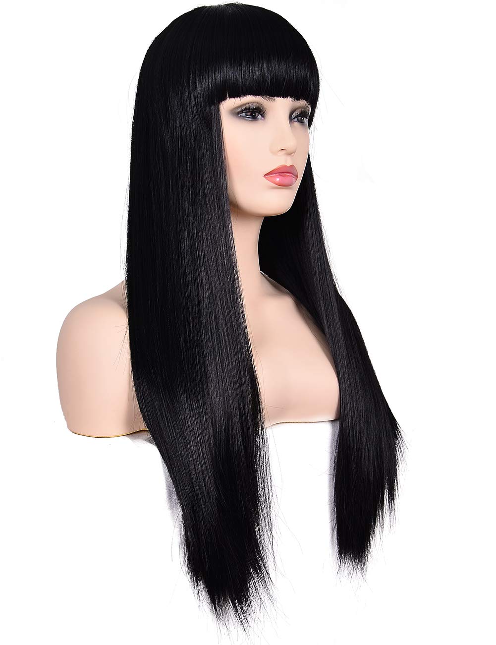 Lush Locks Synthetic Hair Natural Looking Long Black Straight Wigs for women and girls