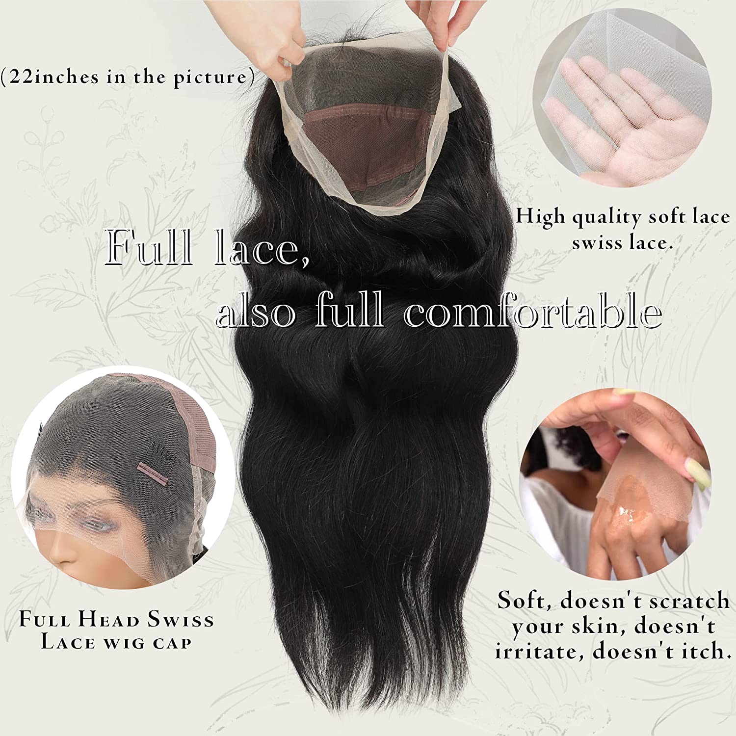 Lush Locks  Lace Wigs Remy Human Hair Pre Plucked with Baby Hair Body Wave Lace Wigs Natural Color