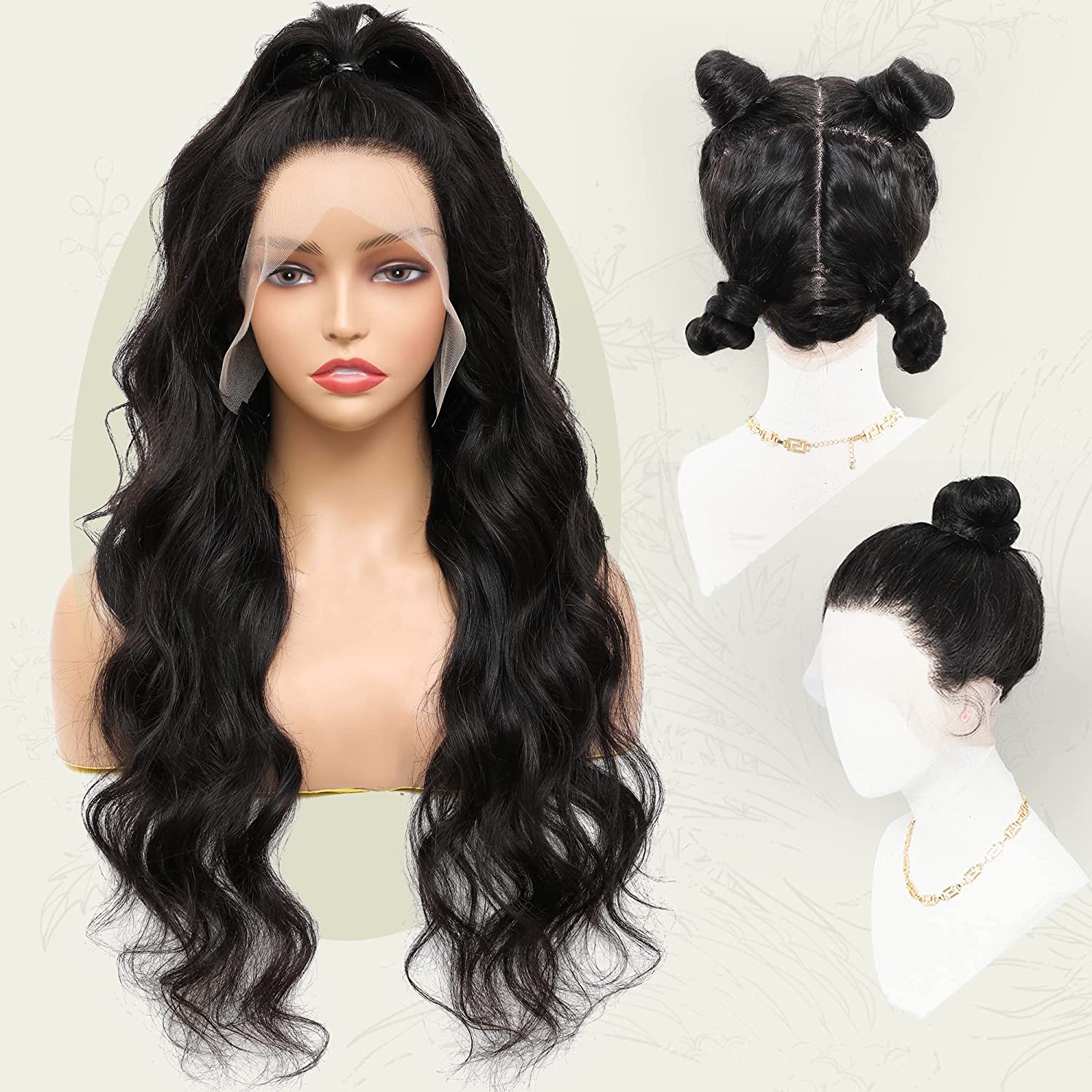 Lush Locks  Lace Wigs Remy Human Hair Pre Plucked with Baby Hair Body Wave Lace Wigs Natural Color